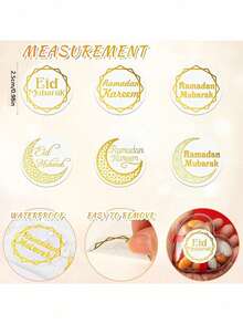 500 buc autocolante Ramadan folie aurie - Eid Mubarak și Kareem autocolant Ramadan Kareem, etichete musulmane decorațiuni pentru cadouri de petrecere, petrecere pentru copii