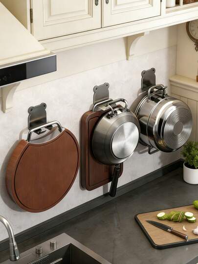 3个自粘熊形挂钩，无需钻孔，防水防油，适用于悬挂锅具、勺子、锅盖、浴室毛巾架、衣柜收纳架、厨房用具架及其他厨房工具