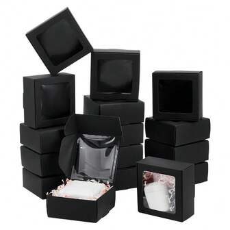 5/10/30个装白色礼品盒，带透明窗口，适用于珠宝、肥皂、糖果等。手工纸板包装，装饰性扁平散装盒，是礼品、工艺品、回礼、婚礼派对、新娘送礼会及类似场合的理想选择。