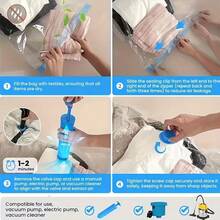 5pcs/Set 4 Transparent Vacuum Storage Bags + 1 Hand Pump, Airtight Storage Containers, Space Saving Sealed Storage Bags For Clothes, Bedding, Pillows, Travel Items, Closet, Blankets, And More - Clear - View 10