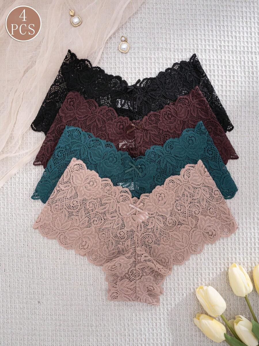 Bộ 4 chiếc quần lót bikini ren gợi cảm dành cho nữ. - Nhiều màu - Xem 1