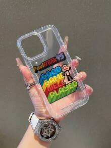 Officially Licensed Paul Frank Transparent Airbag Phone Case, Full Coverage Shockproof Camera Protection, Colorful Monkey Letter & Number Pattern, New Design Compatible With Iphone 13/14/15/16/17 Pro Max - Multicolor - View 1