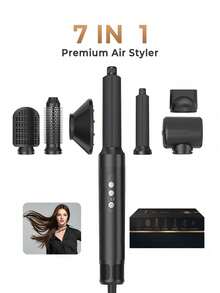 7-In-1 Cordless Hot Air Styler Set - Quick Dry Styling, Curl & Volume, Christmas Gift For Mom/Wife/Girlfriend - Black - View 3