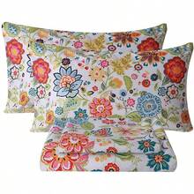 Bedlifes - Juego de sábanas tamaño Queen ultrasuaves transpirables sedosas con bolsillo profundo 100 % microfibra 4 piezas tamaño queen floral primavera - Florprimaveral - Ver 1