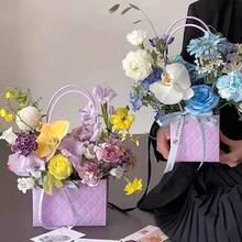 Embossed Tassel Handbag, Suitable For Holiday Floral Decor Gifts, Flower Tote Bag, Macaron Handbag, Flower Box, Flower Bag, Paper Bag, Bouquet Box, Packaging Bag - Multicolor - View 3