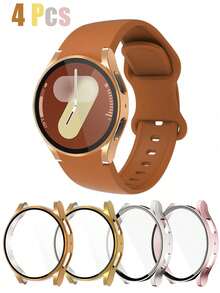 4 件装 Galaxy Watch 保护壳，4 种颜色组合，运动休闲系列，质地光滑，防刮防震硬质 PC 外壳 + 高清玻璃屏幕保护膜，一体式手表保护壳，兼容三星 Galaxy Watch 4/5/6/7 40mm 44mm，时尚便捷的男女通用手表保护套。 - 金色+玫瑰金+星光色+粉紅色 - 查看 13