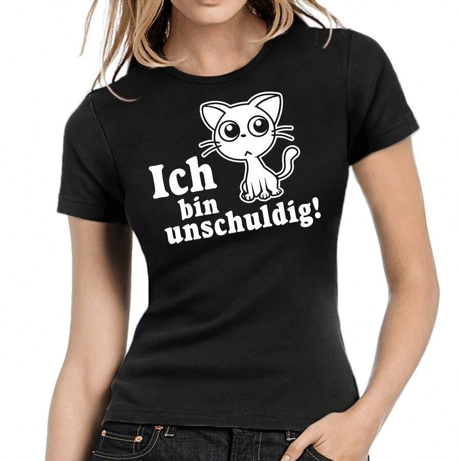 I Am Innocent Kitten Cat Patter Fun Comedy Fun Ladies Girlie - Burgundy - View 1
