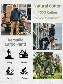 AKARMY Men's Casual Cargo Pants 850g Pants / 1 Pcs Pants / 100% Cotton Camo Pants Combat Work Pants With 8 Pockets(No Belt) - xanh quân đội - Xem 8