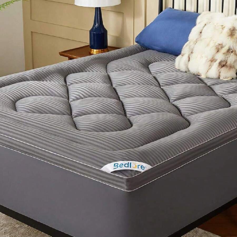 King Mattress Topper, Thick Pillow Top Pad For Back Pain Relief, Cooling Soft Mattress Cover With Deep Pockets 6-18 Inch,37123302 - Mầm xanh - Xem 1