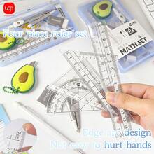 WQN 1 Set Drawing Compass Set 9-Piece Drafting Tool Set, High Transparency Material, Wear-Resistant, Not Easy To Break, Learning Drafting Tools Back-To-School Season