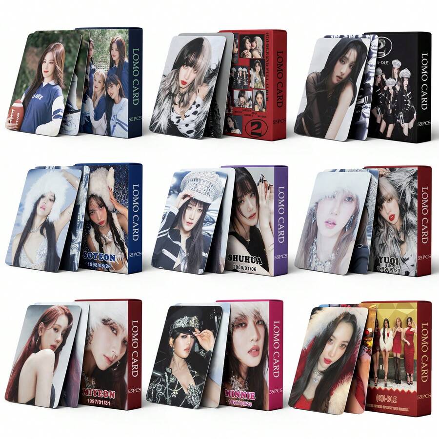 55pcs Soyeon, Yuqi GIDLE Holographic LOMO Cards, Celebrity Merchandise Photo Cards, Holiday Gift Cards - Multicolor - View 1
