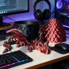 3D打印龙形翼龙蛋，男孩礼物，酷炫3D打印可动龙，适合青少年男孩，动物减压玩具恐龙蛋