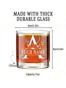 1个定制威士忌酒杯，11盎司/330毫升，可印制首字母。送给男士、女士、男友、女友、朋友、父亲和同事的趣味礼物。适合生日、教师节、毕业典礼和情人节等场合。 - 多色 - 查看 8