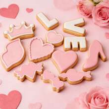 12pcs/Set Valentine's Day Cookie Cutter Set - Heart, Lips, Heart With Arrow, Double Heart, Crown, Suitable For Wedding, Anniversary, Engagement, Valentine's Day Party - Silver - View 1