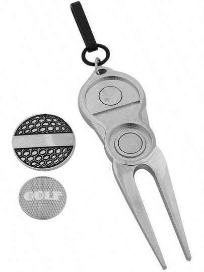 EstiloAccesorios Para El Campo,Herramienta De Divot,Herramienta De ReparacióN De Divot PortáTil Divot Tool Metal Divot Marker Marcador Poniendo Tenedor Verde Con Marcador De Pelota(Estilo 2)VersióN Mejorada