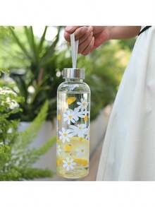 1 pièce Tasse transparente imprimée de manière créative 550 ml, bouteille d'eau portable résistante à la chaleur minimaliste, bouteille à boire transparente simpliste - convient pour les sports de plein air, le travail et les voyages, les cadeaux d'anniversaire, la rentrée scolaire - Multicolore - Voir 12