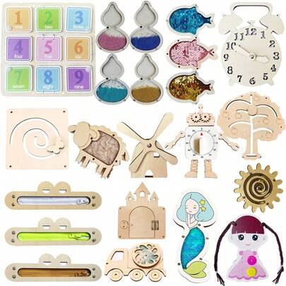 Montessori Busy Board Toy Unfinished Parts, Early Childhood Intelligence Development And Behavioral Habit Training, DIY Memory Walking Board