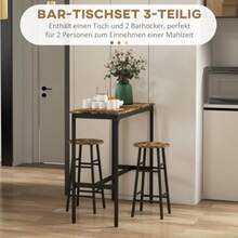 HOMCOM Bar Table Set, 3-Piece Bar Table Set With Bar Stools, Industrial Style, Ideal For The Dining Room Or Kitchen, In Rustic Brown Steel. - Khaki - View 4