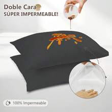 AMOROSA 2 Pieza Fundas para Almohadas Impermeable de Tela Tipo Toalla Resistentes a las Arrugas,Desvanecimiento Suave y Transpirable con Cierre de Sobre(50x80cm),Lavable Absorbente para Dormitorio Hogar y Hotel,Regreso a Clases(Sin Almohada)-Negro - Negro - Ver 3