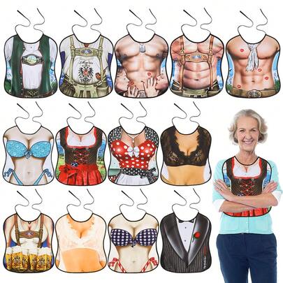 1pc Premium Reusable Adult Bib, Unisex Clothing Protector For Dining, Personalized Printed Pattern, Portable, Popular Design - 18 Inches X 15 Inches