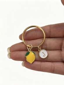 Personalized Yellow Lemon Keychain, Cute & Fashionable Zinc Alloy Keyring, Gift For Girls - Yellow Lemon - View 6