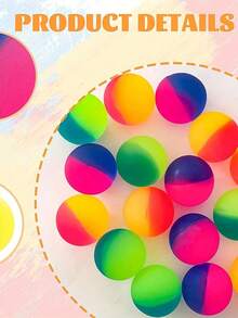 10pcs Colorful Rainbow Bouncy Balls - Party Favors And Birthday Gifts! Tiny Super Bouncy Balls (Random Pattern), High Elastic Rubber Balls, Vibrant Colors, Party Favors, Birthday Party Gifts, Bouncy Balls, Bouncy Ball Toys, Stitch Themed Party Decor, Mini Balls - Two-color - View 5