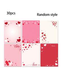 30/60张情人节粉色爱心A4信封纸 - 这款情人节文具套装尺寸为8.5 x 11英寸（约21.9 x 27.9厘米）。套装包含6种不同款式的爱心信封，以及粉色和红色信纸。适用于婚礼请柬、周年纪念贺卡、日期提醒、婴儿派对贺卡、母亲节贺卡、父亲节贺卡，以及向家人和朋友送上甜蜜祝福。