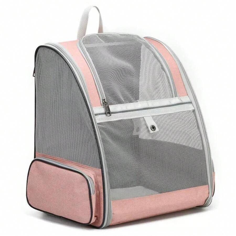 Sac à dos respirant pour animaux de compagnie adapté aux chiens, chats, lapins et oiseaux, avec fenêtre en maille et visière solaire supérieure. - Rose bonbon - Voir 1