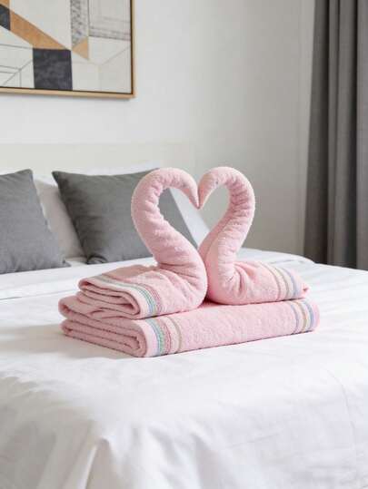 1对柔软纯棉毛巾，适合情侣、家庭使用，四季皆宜，吸水性强，有粉色、黄色、蓝色可选，可定制刺绣情侣毛巾，加厚纯棉毛巾，适用于婚礼、周年纪念日、情侣礼物、已婚人士。