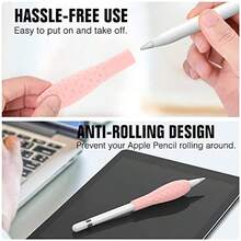 MoKo [4 Pack Silicone Grip Holder Ergo Protective Sleeve Cover Case Accessories Compatible with Apple Pencil 1st 2nd Generation Gray and Pink - grisrosa - Ver 4