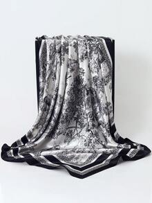 1pc Fashionable Square Scarf/Shawl, 35.4 Inch Women's Sunscreen Neck Wrap, Luxury Printed Silk Scarf/Hijab 90*90cm, Versatile For All Seasons - A - View 4