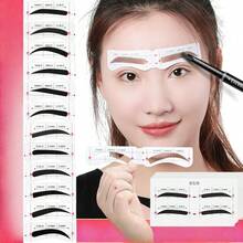 Șablon reglabil pentru modelarea sprâncenelor complete - Șablon pentru sprâncene Slouchy pentru începători, portabil/cu bandă de susținere, set de instrumente de modelare 3D a sprâncenelor cu măsurare simetrică