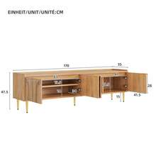 TV Cabinet 170 X 35 X 47.5 Cm Made Of MDF, TV Lowboard With 3D Door Fronts And Gold Metal Feet, Modern TV Table With Plenty Of Storage Space, Suitable For Living Room And TV Area - 棕色 - 查看 4