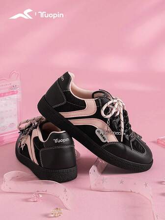  Tuopin Women's Fashion Sneakers Double-Lace Casual Shoes Anti Slip Sneakers Casual Tennis Shoes Lightweight Style Shoes