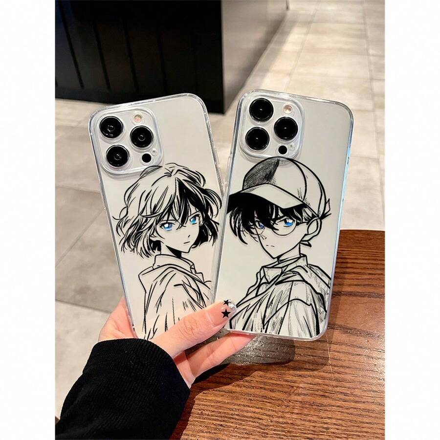 Detective Conan & Ai Haibara 17 Pro Max Case – Silicone Series For 14/16/13/12/15/11/Plus Full-Coverage Shockproof Clear Soft Shell, Minimalist Kid Style For XS Max - Granate - Ver 1