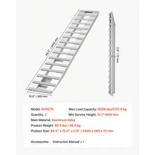 Loading Ramps, 2 Pcs 94 X 15 In, Durable Aluminum And Heavy-Duty Trailer Ramp Set With 16 Anti-Slip Plates, 6000 Lbs Combined Capacity, For Carts, Farm Tractors, ATVs, Lawn Mowers, Motorcycles - 94 X 15 In - View 11