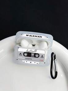 1 pieza Funda para auriculares con diseño de onda 3D y estampado de letra de cinta de casete, compatible con auriculares Bluetooth de Apple (auriculares no incluidos) - transparente - Ver 5