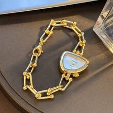 1pc Women's Asymmetrical Alloy Case, New U-Shaped Chain Bracelet Watch, Quartz, Suitable For Party Matching