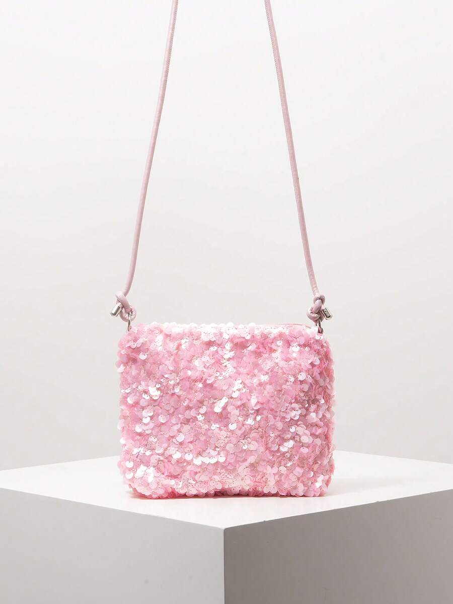Women's Sequin Crossbody Bag, Bridal Party Clutch, Wedding Accessories, Women's Gift, Valentine's Day (Random Pattern) - Pink - View 1