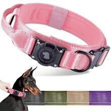 Waterproof Dog Collar With AirTag Holder, Adjustable Tactical Pet Collar With Comfortable Handle And Metal Buckle, Suitable For Medium To Large Dogs