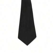 1pc Men's Simple Solid Color Pulled Knot Business Necktie Casual Men Necktie - Black - View 2