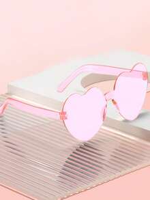 A Pair Of Heart-Shaped, Stylish, Transparent, Candy-Colored Rimless Glasses, Proms, Parties, Pool Parties, Beach Parties, Birthday Parties, Carnivals, Various Fun Events, Party Favors, Valentine's Day Decorations, And More. Available In Green, Pink, And Black. A Choice A Valentine's Day Or Party Decoration. - 粉色 - 查看 5