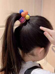 10/20/30pcs Girl Cute Hair Rope With Beads, Love, Flowers And Stars High Elasticity Double Leg Design Does Not Hurt Hair Daily Wear Ponytail Fixed Strap Sweet Accessories - Multicolor - View 9