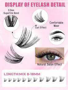560/512/640pcs Large Capacity D-Curl Fluffy False Eyelashes Set, Thick & Voluminous, Various Combinations, Length 10-16mm, Natural & Soft. The Set Includes Eyelash Glue, Adhesive, Setting Gel, Tweezers, And Eyelash Brush, Suitable For Sparse Lashes And False Lashes. Suitable For Travel, Daily Wear (For Beginners), Weddings, Dates, Parties, Festivals, Also Great As A Christmas/Halloween/Gift Eyelash Set. - 黑色 - 查看 9
