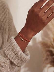 1 件 S925 纯银钻石手链红绳礼物适合女士约会毕业派对生日礼物日常佩戴