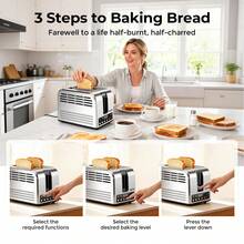 Syvio Touchscreen Toaster | Stainless Steel Smart Toaster With 5 Bread Types And 6 Browning Levels, Wide Slots, Smart Temperature Control System, Removable Tray - Xem 2