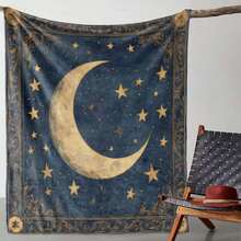 Retro Moon, Star And Sun Printed Blanket,Super Soft Flannel Printed  Blanket,As Birthday Gifts, Family, Wedding, Souvenir Blankets, Polyester Blankets Suitable For All Seasons, Washable, Machine Washable, Lightweight, Breathable, Comfortable, Warm, Unique, 280gsm For Him, Her Personalized Ideal Gifts For Her, Him, Family, Boyfriend, Girlfriend, Father, Family, Mother, Lover, Daughter, Son, Grandfather, Grandmother, Teacher,Doctor, Nurse,Friend, Classmate, Pet. Perfect Nap, Camping, Travel, Home, Daily Life, Office Decoration, Birthday, Anniversary, Valentine's Day, Thanksgiving, Graduation Season,Christmas, Halloween, Mother's Day, Father's Day, Wedding, New Year Gifts ,Sofa,Bed,Car,Bedroom,Living Room,Office,  Outdoor Camping, Beach,Wall Decoration - 多色12 - 查看 1