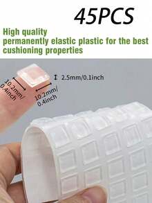 45pcs Transparent Rubber Cushion Pads, Sound Insulation And Noise Reduction, For Kitchen Cabinets, Frames, Cabinets, Drawers (Square) - Clear - View 8