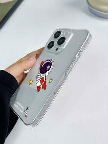 Bonita funda con diseño de astronauta y elementos de vuelo espacial, compatible con iPhone 16, 15, 14 Pro Max, 13, 12, 11, XR y XS Plus. Fabricada en silicona TPU, ofrece protección contra golpes y caídas, además de una excelente sensación al tacto. Es el regalo perfecto para familiares, amigos y seres queridos. - transparente - Ver 5