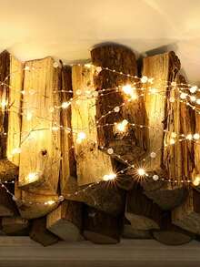 Elegant Faux Pearl String Lights - Battery Powered LED Lights, Copper Wire Material, Perfect For Weddings, Christmas, Bedrooms, Valentine's Day, Halloween, Parties And Garden Decor, Creating A Romantic And Elegant Ambiance. - 彩色 - 查看 2